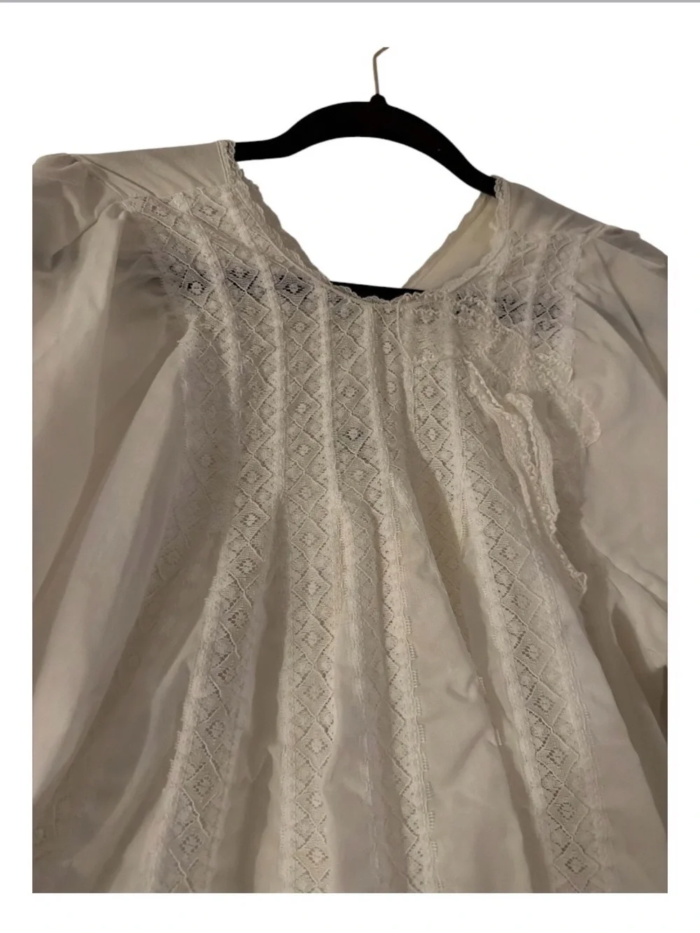 Vintage Karessah By Henson Nightgown Womens Medium White Lace Ruffle Maxi USA